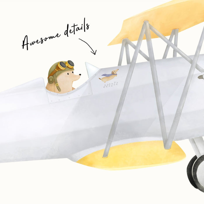 Personalisierte Flugzeug-Wandaufkleber mit Hundepilot