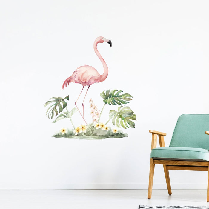 Flamingo och växtväggklistermärken