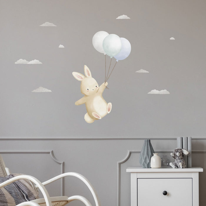 Floating Balloon Bunny Wall Sticker for kids rooms and nurseries