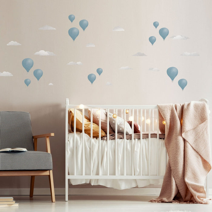 Hot air balloons and clouds wall decals for beautiful nurseries