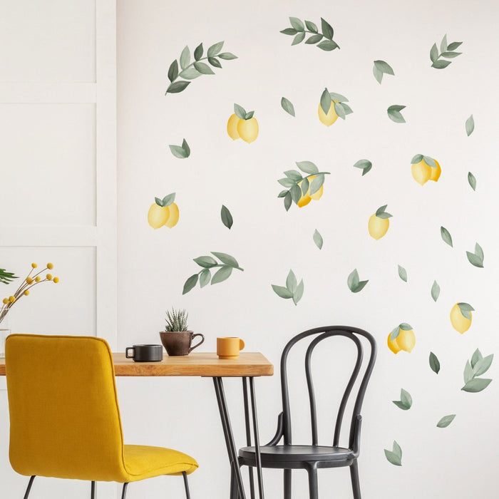Αυτοκόλλητα τοίχου λεμόνια και φύλλα