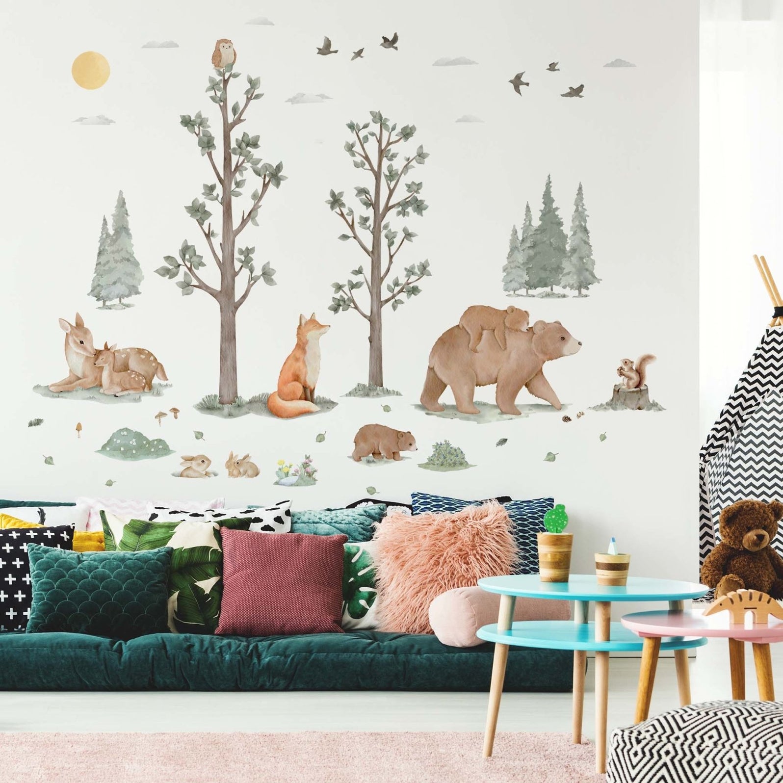 Nordic Forest Animals Wall Stickers, kids room wall decor — Made of Sundays